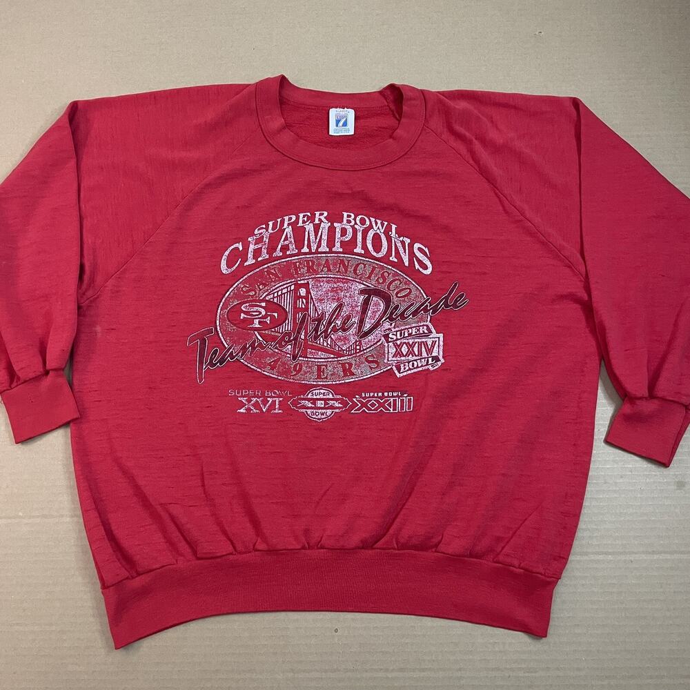 VINTAGE San Francisco 49ers 80s Sweater Adult Extra Large Red Super Bowl Mens